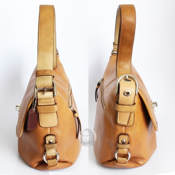 Coach Shoulder Bag Legacy Leather Flap Style F15170 Tan Convertible Cross Body - Picture 6 of 14